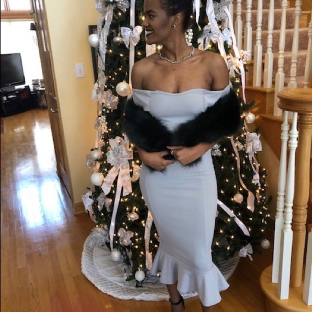 Gray Bardot Dress